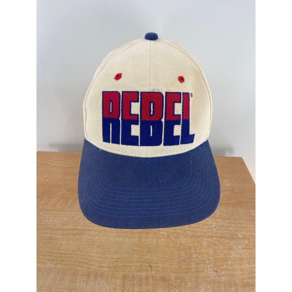 Rebel Lures Fishing Hat Vintage Signatures Cream Blue Adjustable Baseball Cap